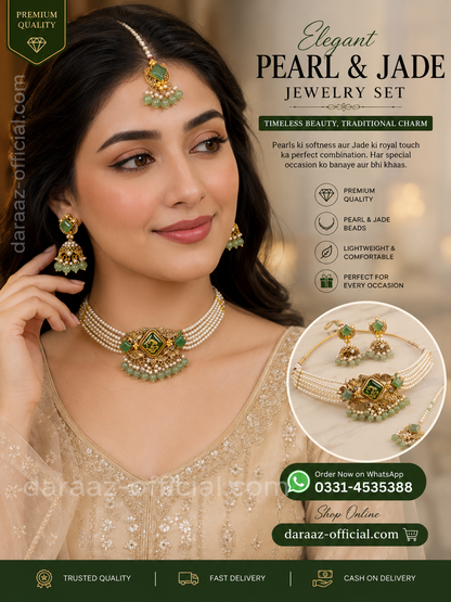 Elegant Pearl & Jade Jewelry Set – Premium Traditional Bridal Jewelry Collection