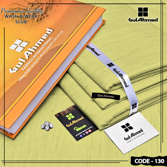 GulAhmed Men’s Premium Slub Wash & Wear Suit | 4 Meter Unstitched Fabric | New Arrival 2026 | Matching Buttons, Brand Label, Card & Bag | Premium Men’s Collection