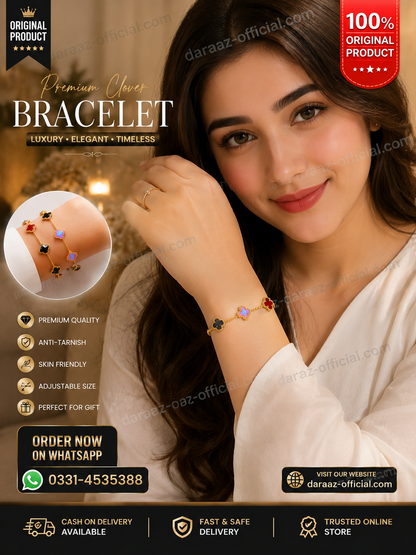 Premium Clover Bracelet for Women | Elegant Gold-Plated Charm Bracelet | Luxury Fashion Jewelry