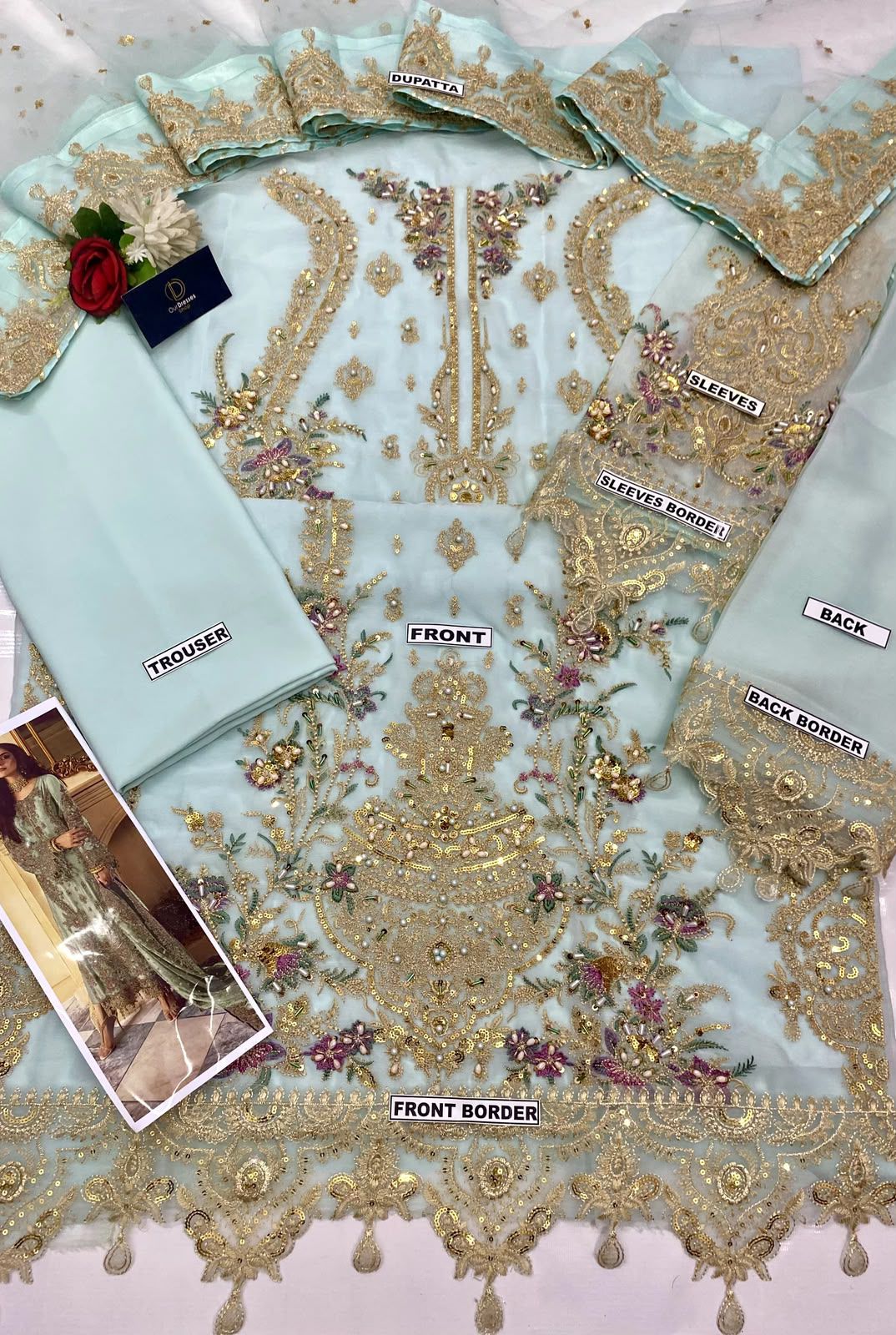 Charizma Premium Heavy Embroidered 3-Piece Unstitched Suit | Chiffon Adda Work | Bareeza Net Dupatta | Wholesale Rs. 8500