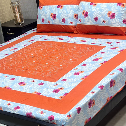 🔥 NEW ARRIVAL 2026 | PREMIUM EMBROIDERED 3PC COTTON KING SIZE BEDSHEET | LUXURY PATCH WORK COLLECTION 🔥