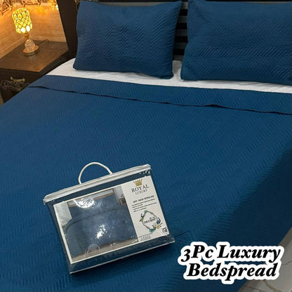 Luxury Plain Micro Cotton Bedspread | King Size Double Bed Comforter Set with 2 Quilted Pillow Covers & Ultrasonic Pattern