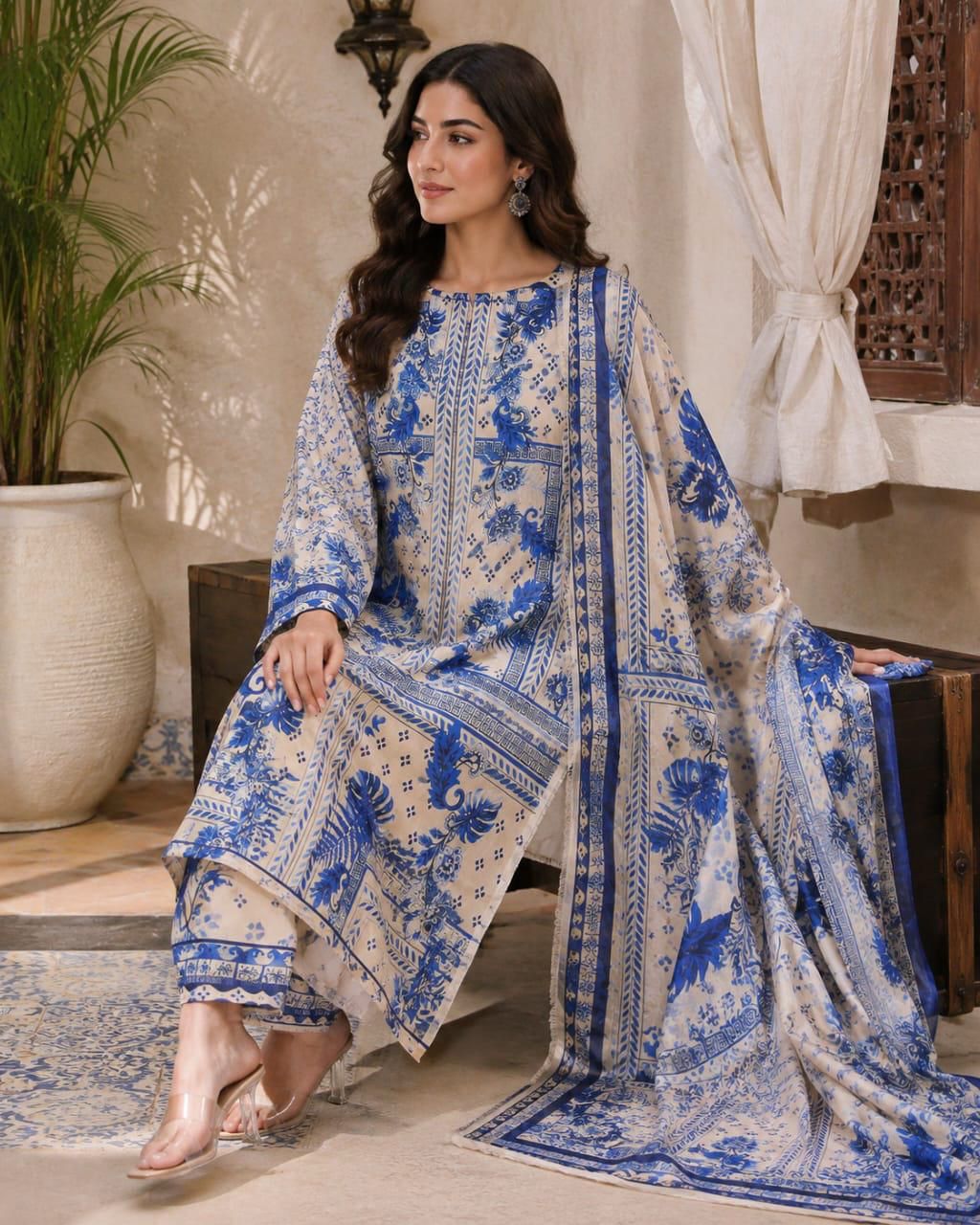 🌸 LULUSAR Premium Shamooz Silk 3PC Unstiched Suit| Digital Printed Luxury Collection 2026 🌸