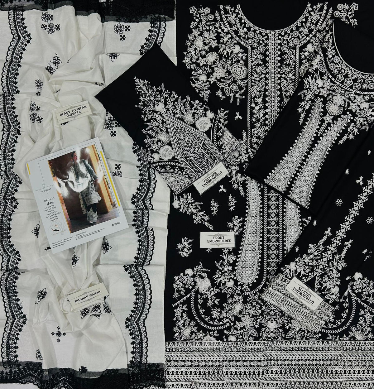 🔥 HUSSAIN REHAR PREMIUM AIR-JET DHANAK 3PC Unstiched Suit| D# NF 1211 | WINTER COLLECTION 2026-27 | HEAVY EMBROIDERED SHAWL ✨🥶