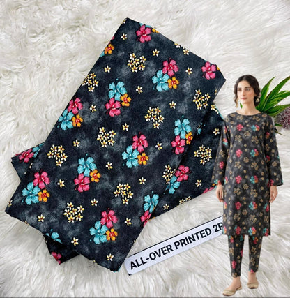🌸 Floral Bloom Premium Digital Print 2PC Unstiched Suit| Summer Collection 2026 | Elegant Poly Cotton