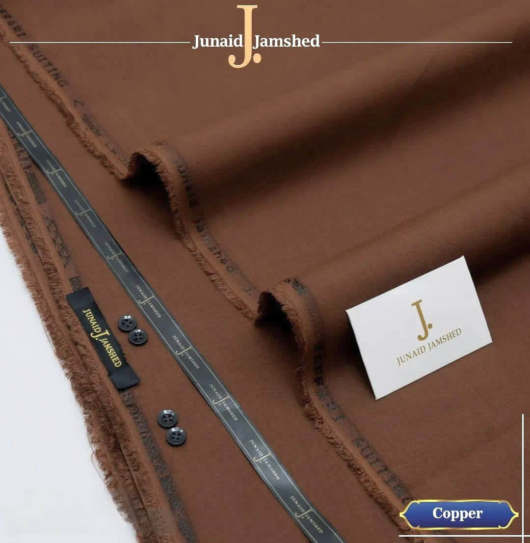 J. Men Unstitched Premium Hard Cotton Suit - 4.5M Sporty  Fabric with Fancy Buttons