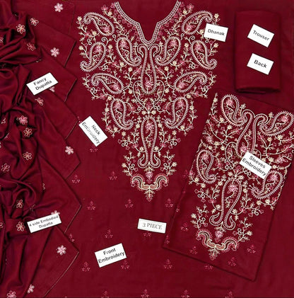 🔥 JAZMIN DHANAK 3PC | NEW ARRIVAL 2026 | HEAVY EMBROIDERED WINTER COLLECTION 🔥