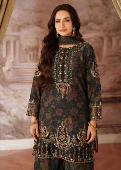 Mohagni Lawn 2026 Collection – 3 Pc Fine Airjet 90/88 Lawn Suit with Heavy Embroidered Patches & Ready-to-Wear Chiffon Dupatta