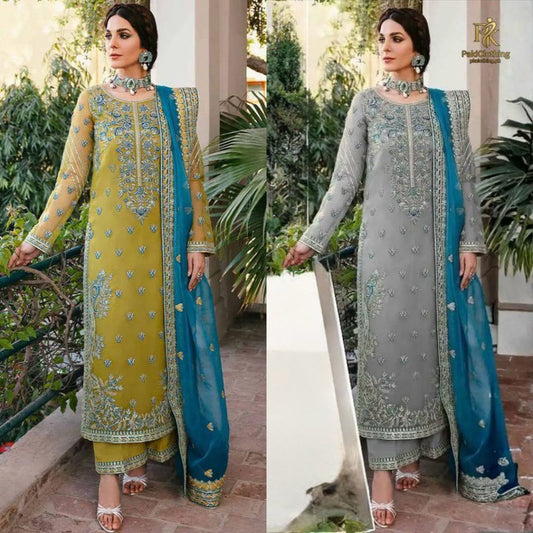 AKBAR ASLAM Wedding Collection | Luxury Heavy Sequence Embroidered Unstitched 3 Piece Suit | Organza Embroidered Dupatta & Malai Trouser