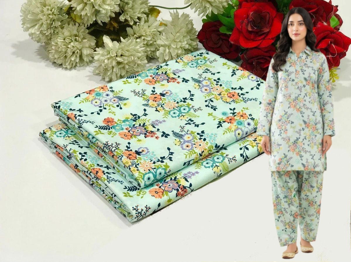 🌸 Floral Bloom Premium Digital Print 2PC Unstiched Suit| Summer Collection 2026 | Elegant Poly Cotton