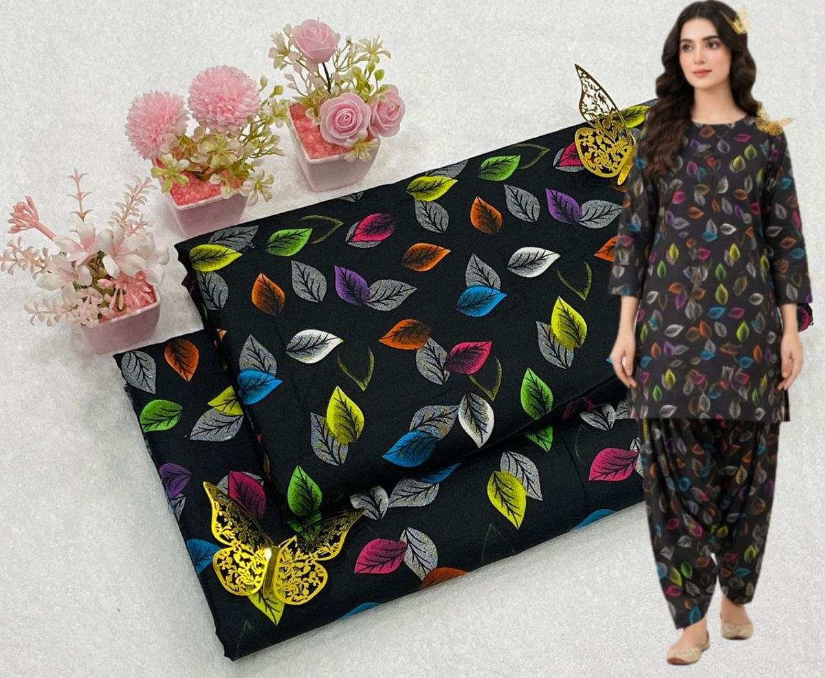 🌸 Floral Bloom Premium Digital Print 2PC Unstiched Suit| Summer Collection 2026 | Elegant Poly Cotton