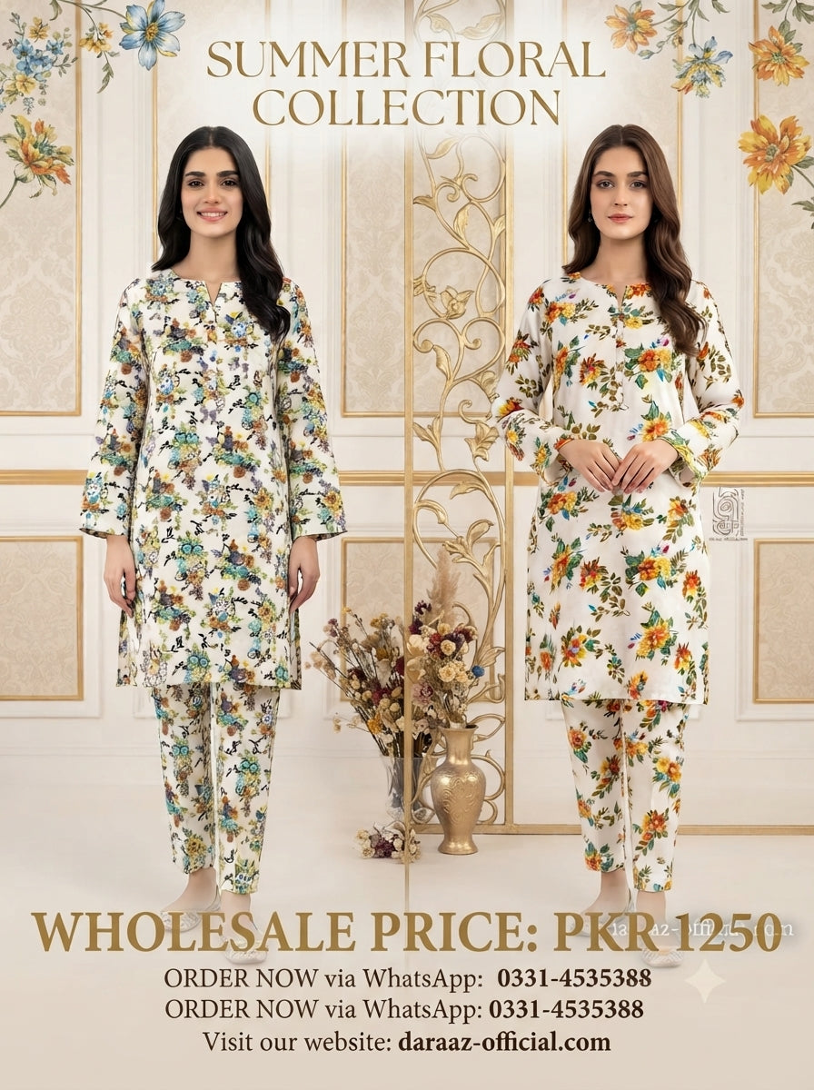 Floral Elegance Printed 2-Piece Women's Suit | Premium Lawn Collection | Stylish Casual & Summer Wear