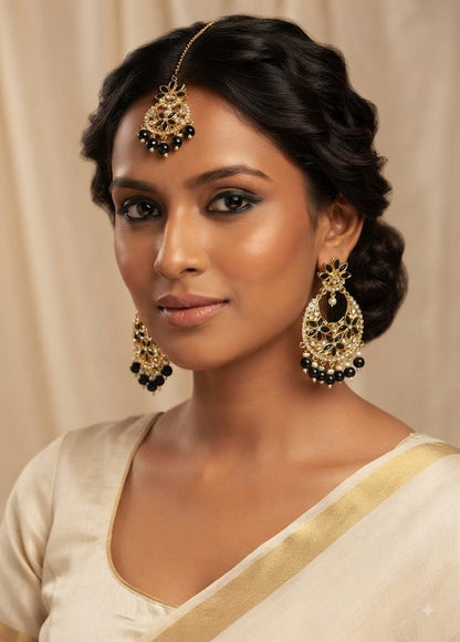 Multicolor Kundan Floral Necklace & Earrings Set for Women | Elegant Traditional Ethnic Jewelry Set with Beaded Drops
