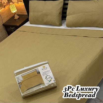 Luxury Plain Micro Cotton Bedspread | King Size Double Bed Comforter Set with 2 Quilted Pillow Covers & Ultrasonic Pattern