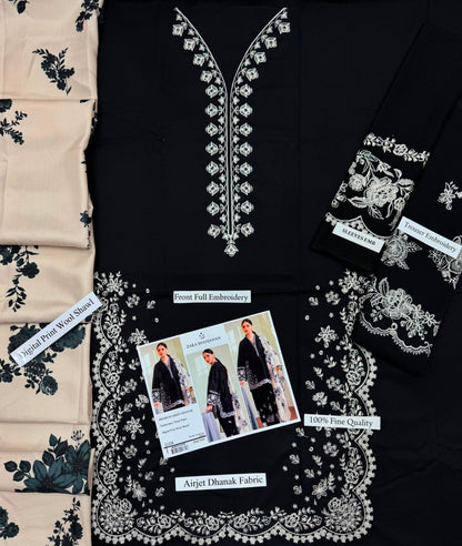 Zara Shahjahan Premium Dhanak Embroidered 3-Piece Suit | Digital Wool Shawl | Winter Collection 2026-27