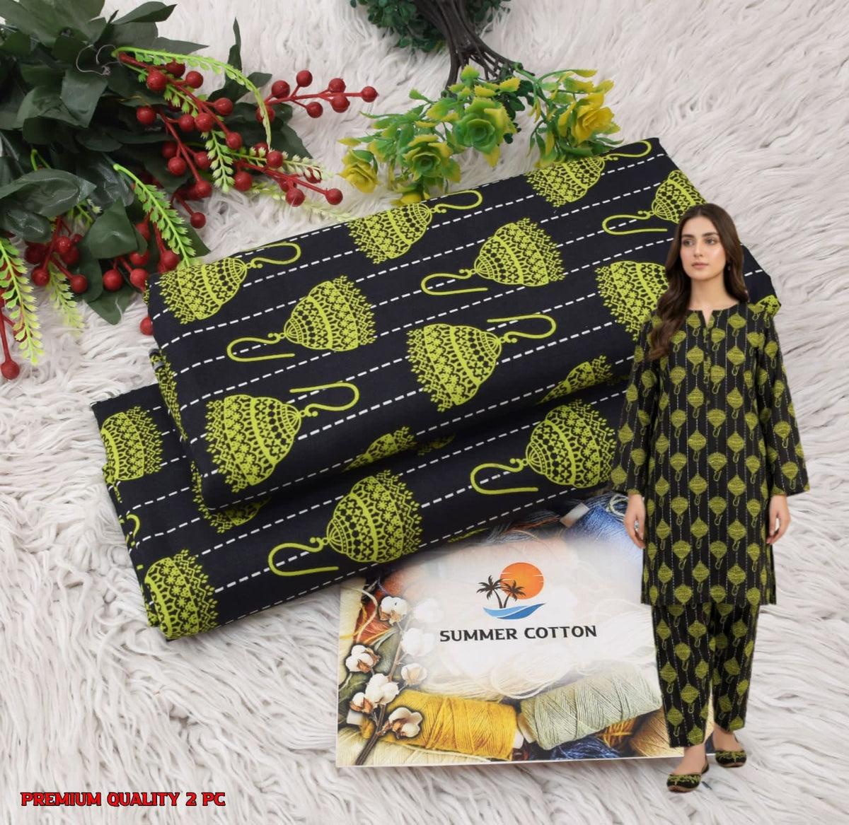 🌸 Floral Bloom Premium Digital Print 2PC Unstiched Suit| Summer Collection 2026 | Elegant Poly Cotton