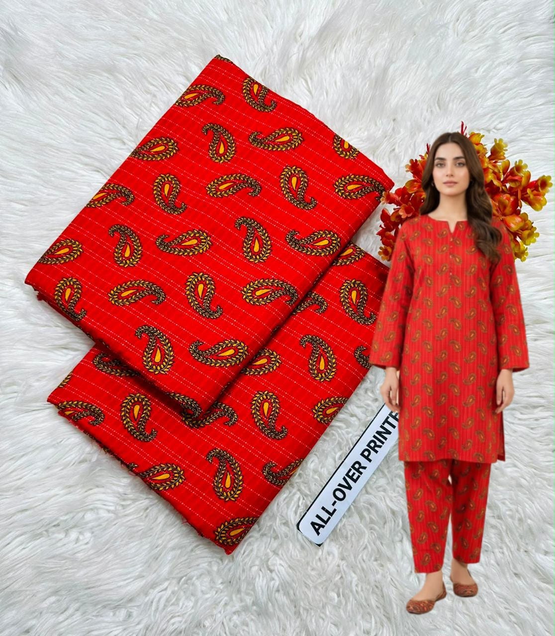 🌸 Floral Bloom Premium Digital Print 2PC Unstiched Suit| Summer Collection 2026 | Elegant Poly Cotton