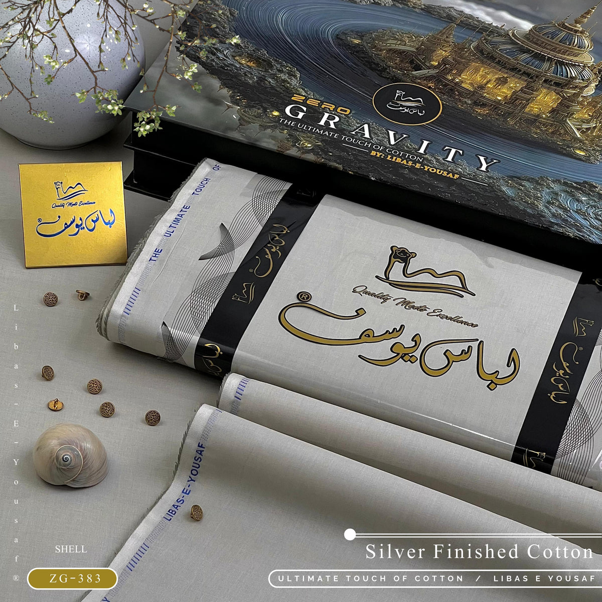 Libas-e-Yousaf Zero Gravity Cotton – Ultra Premium Summer Unstitched Collection (With Luxury Box & Metal Buttons)
