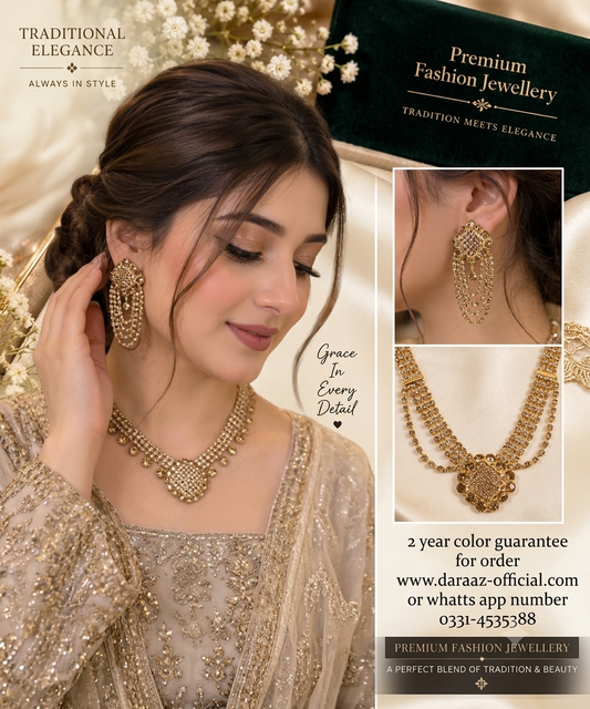 Premium Black Crystal Party Wear Necklace Set with Matching Earrings – 2 Year Color Guarantee