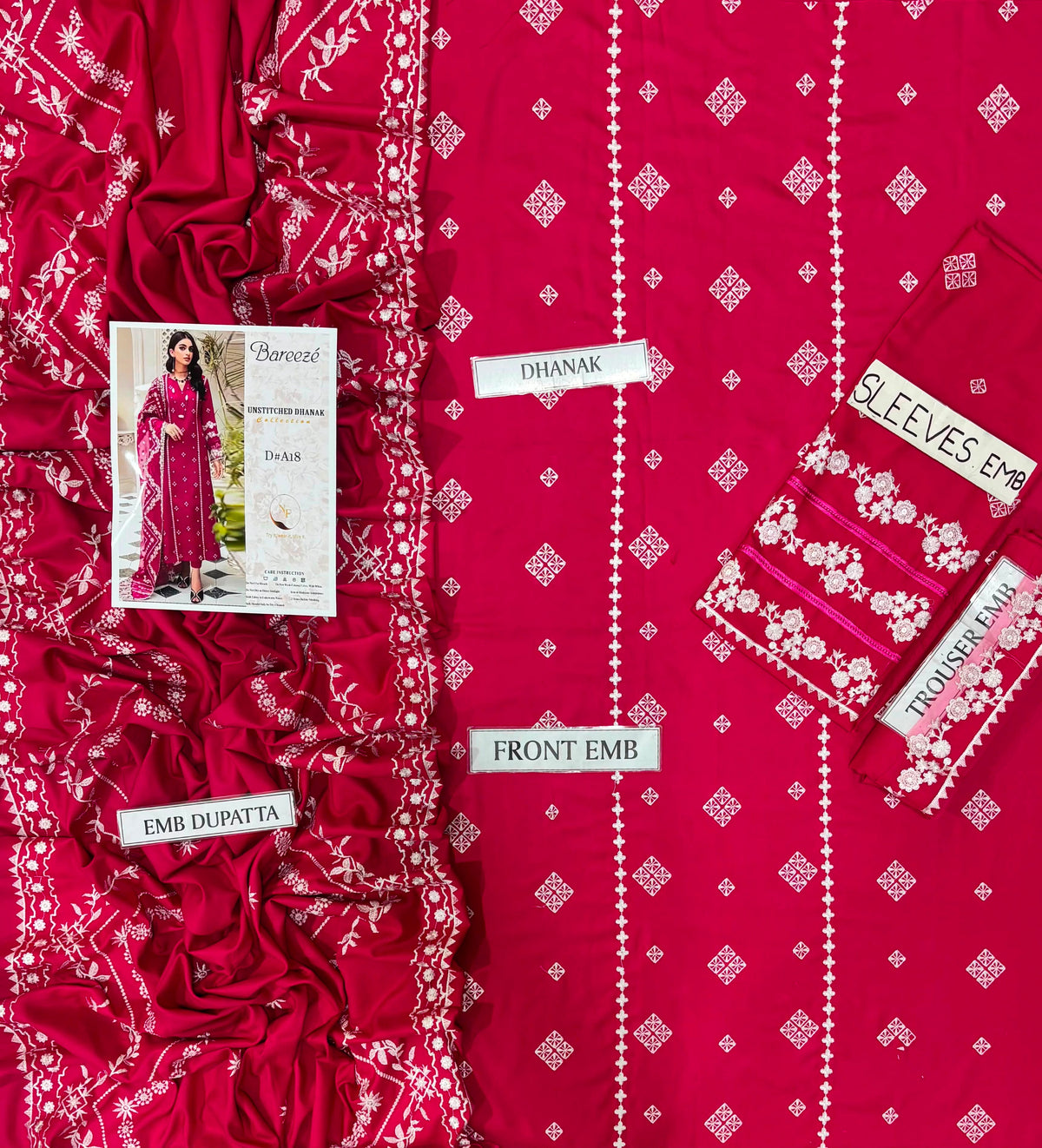 BAREEZE Premium Pure Dhanak 3PC Embroidered Suit | Heavy Thread Embroidery with Dhanak Shawl | Winter Collection 2026–27