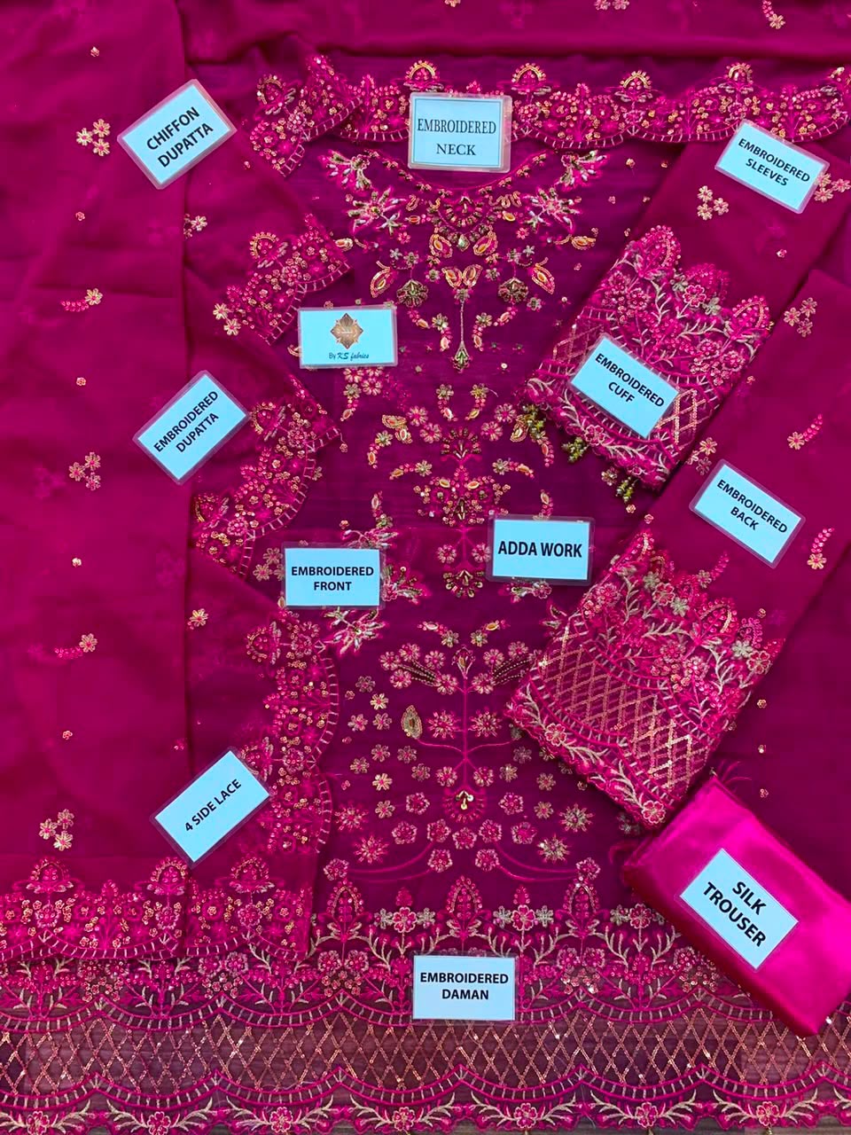 Emaan Adeel Luxury Heavy Embroidered Chiffon 3PC Suit with Addawork, Cutwork & Tassel Details