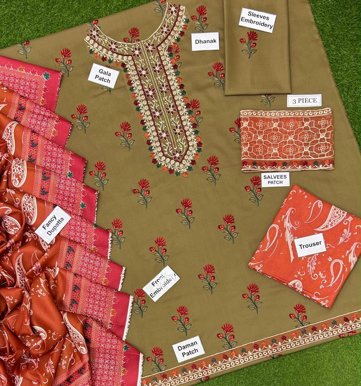 Crimson Dhanak Vol. '26 – Premium 3-Piece Embroidered Unstitched Suit with Fancy Pashmina Shawl