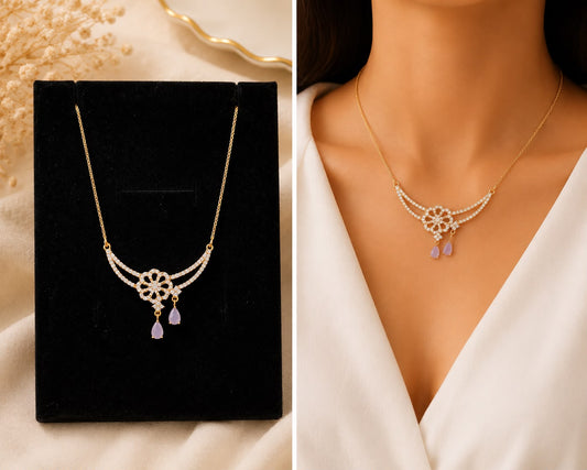 Elegant Gold-Tone Crystal Drop Necklace – Premium Women’s Fashion Jewelry