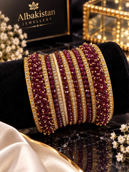 Elegant White Crystal & Zircon Bridal Bangle Set