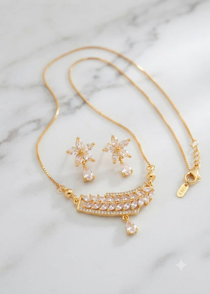 Champagne Topaz Pendant Set  Gold Plated Jewelry Oval Cut Zircon Necklace Amber Crystal Jewelry Set Bridal Party Wear Jewelry Artificial Gold Jewellery Pakistan Luxury Pendant Set For Women
