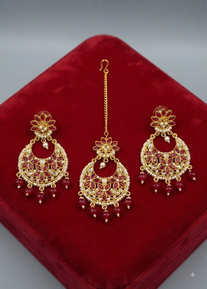 Multicolor Kundan Floral Necklace & Earrings Set for Women | Elegant Traditional Ethnic Jewelry Set with Beaded Drops