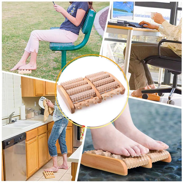 Wooden Foot Roller Massager | Manual Reflexology Therapy Tool for Pain Relief, Stress Relaxation & Foot Care