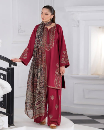 Batik Premium Winter Dhanak Collection 2026/27 | 3PC Luxury Embroidered Suit | NF-424 | Premium Air-Jet Dhanak & Woolen Shawl ✨🥶