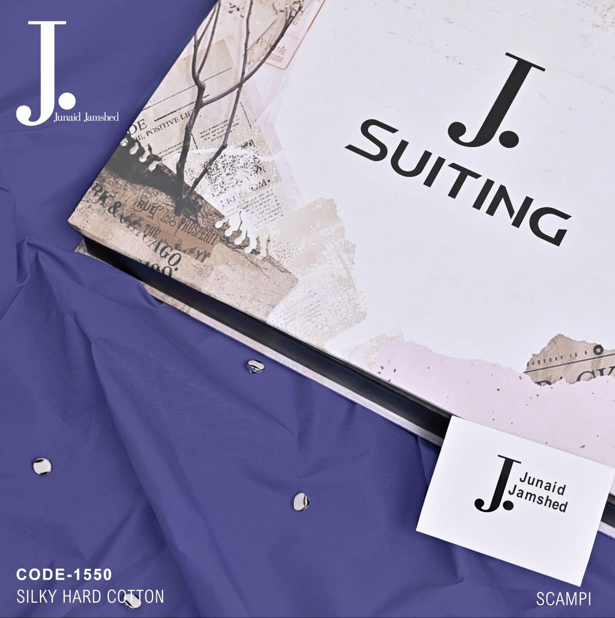 J. Men Unstitched Premium Hard Cotton Suit - 4.5M Sporty  Fabric with Fancy Buttons