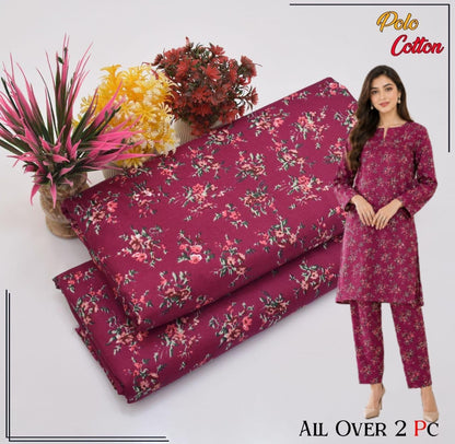 🌸 Floral Bloom Premium Digital Print 2PC Unstiched Suit| Summer Collection 2026 | Elegant Poly Cotton