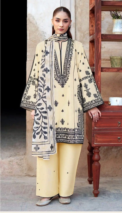 Karma Dhanak Vol. '26 – Premium 3-Piece Heavy Embroidered Unstitched Suit with Fancy Pashmina Shawl