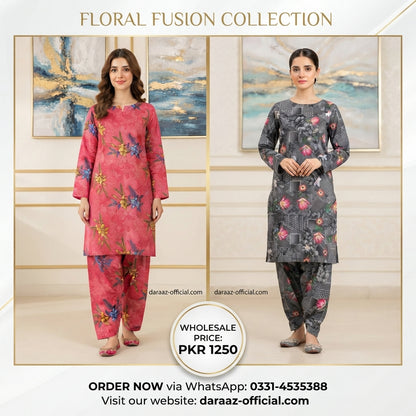 Floral Elegance Printed 2-Piece Women's Suit | Premium Lawn Collection | Stylish Casual & Summer Wear