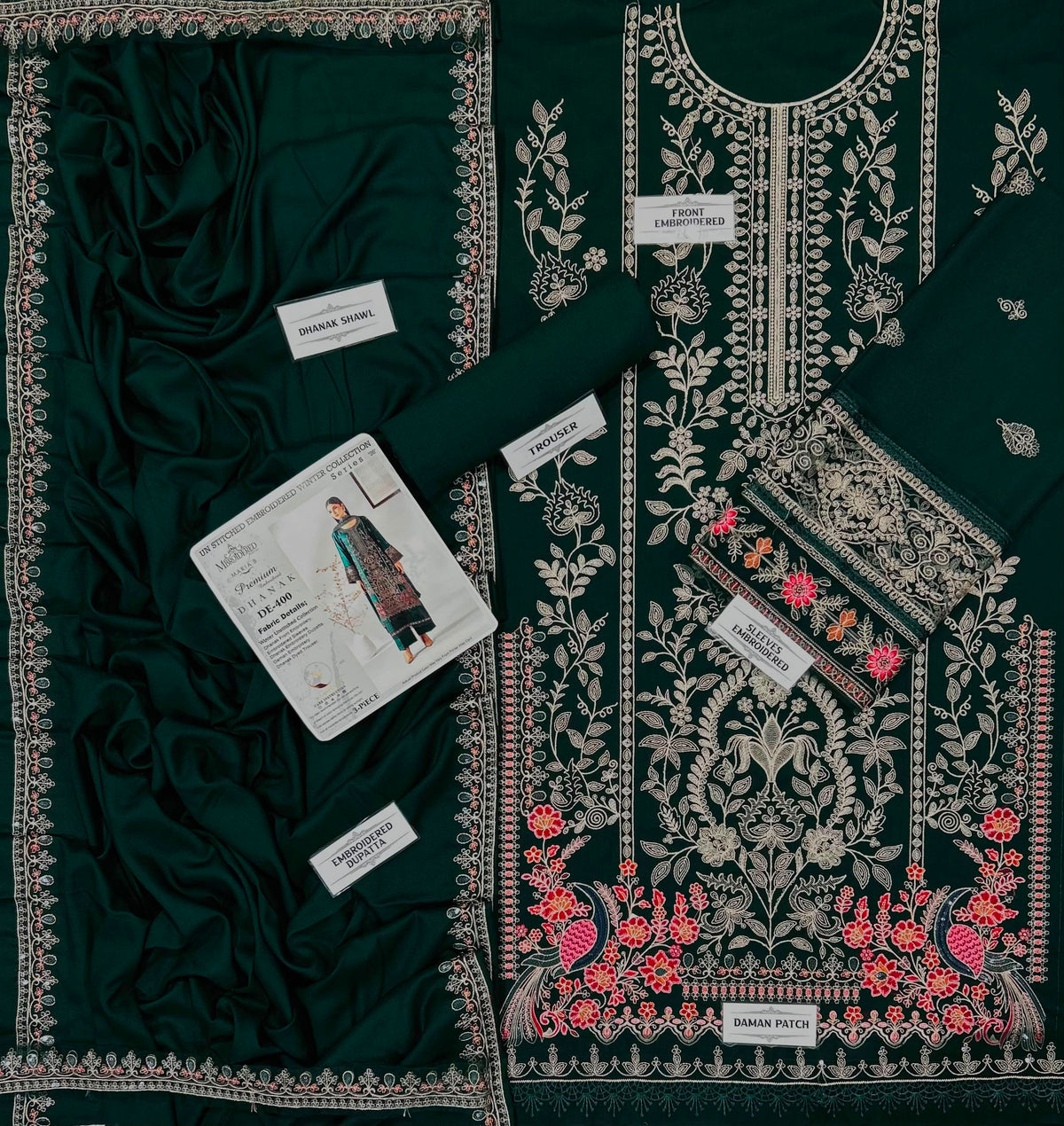 MARIA B Premium Dhanak 3PC Embroidered Suit | Winter Collection 2026-27