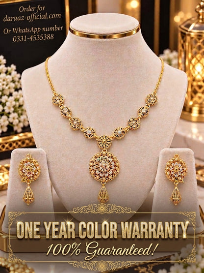 Premium Gold Finish Jewelry Set with Earrings – 1 Year Guarantee | Order on Daraaz