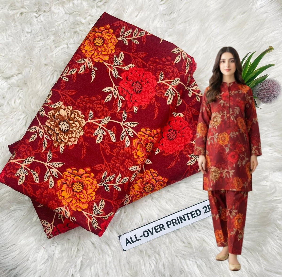 🌸 Floral Bloom Premium Digital Print 2PC Unstiched Suit| Summer Collection 2026 | Elegant Poly Cotton
