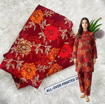 🌸 Floral Bloom Premium Digital Print 2PC Unstiched Suit| Summer Collection 2026 | Elegant Poly Cotton