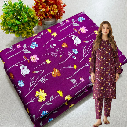 🌸 Floral Bloom Premium Digital Print 2PC Unstiched Suit| Summer Collection 2026 | Elegant Poly Cotton
