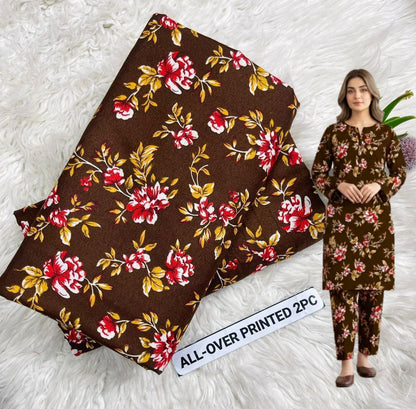 🌸 Floral Bloom Premium Digital Print 2PC Unstiched Suit| Summer Collection 2026 | Elegant Poly Cotton
