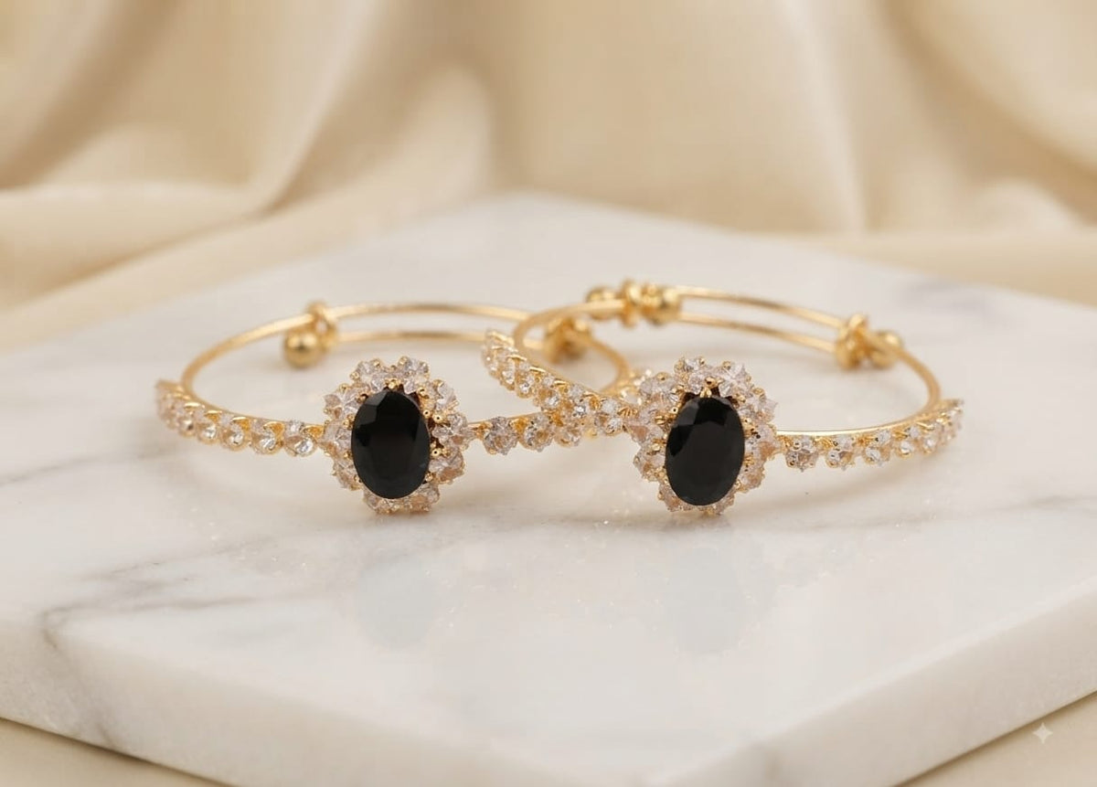 Premium Gold-Tone Pink Stone Zircon Bangles Set – Elegant Bridal & Party Wear Jewelry