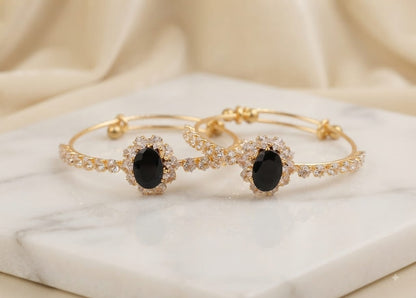 Premium Gold-Tone Pink Stone Zircon Bangles Set – Elegant Bridal & Party Wear Jewelry