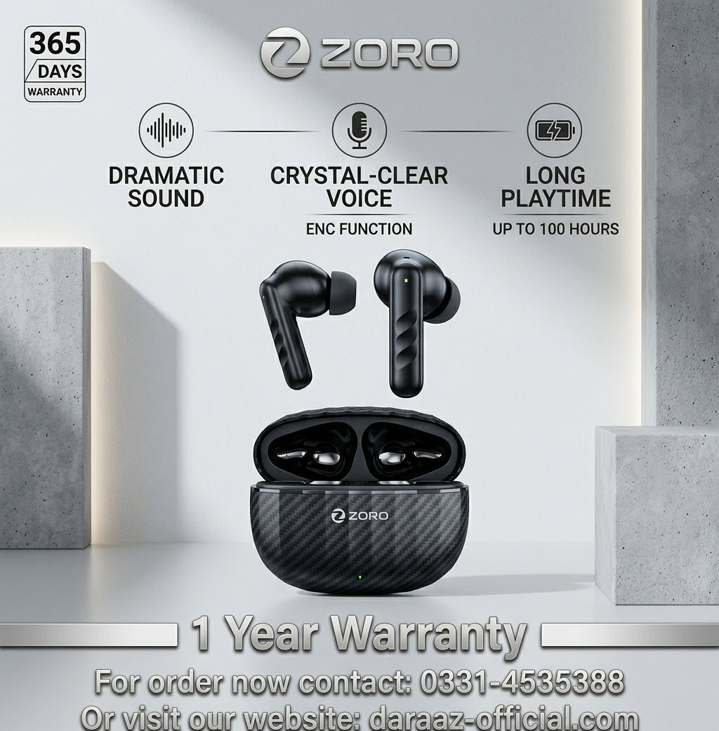 Zero Zoro ZT Carbon True Wireless Earbuds – ENC Noise Reduction, 100 Hours Playtime & Gaming Mode