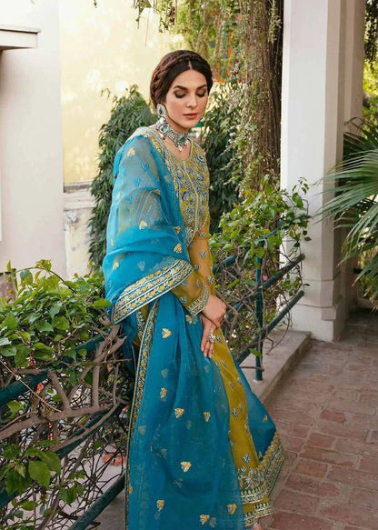 AKBAR ASLAM Wedding Collection | Luxury Heavy Sequence Embroidered Unstitched 3 Piece Suit | Organza Embroidered Dupatta & Malai Trouser