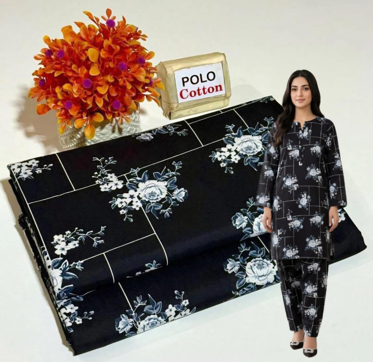 🌸 Floral Bloom Premium Digital Print 2PC Unstiched Suit| Summer Collection 2026 | Elegant Poly Cotton