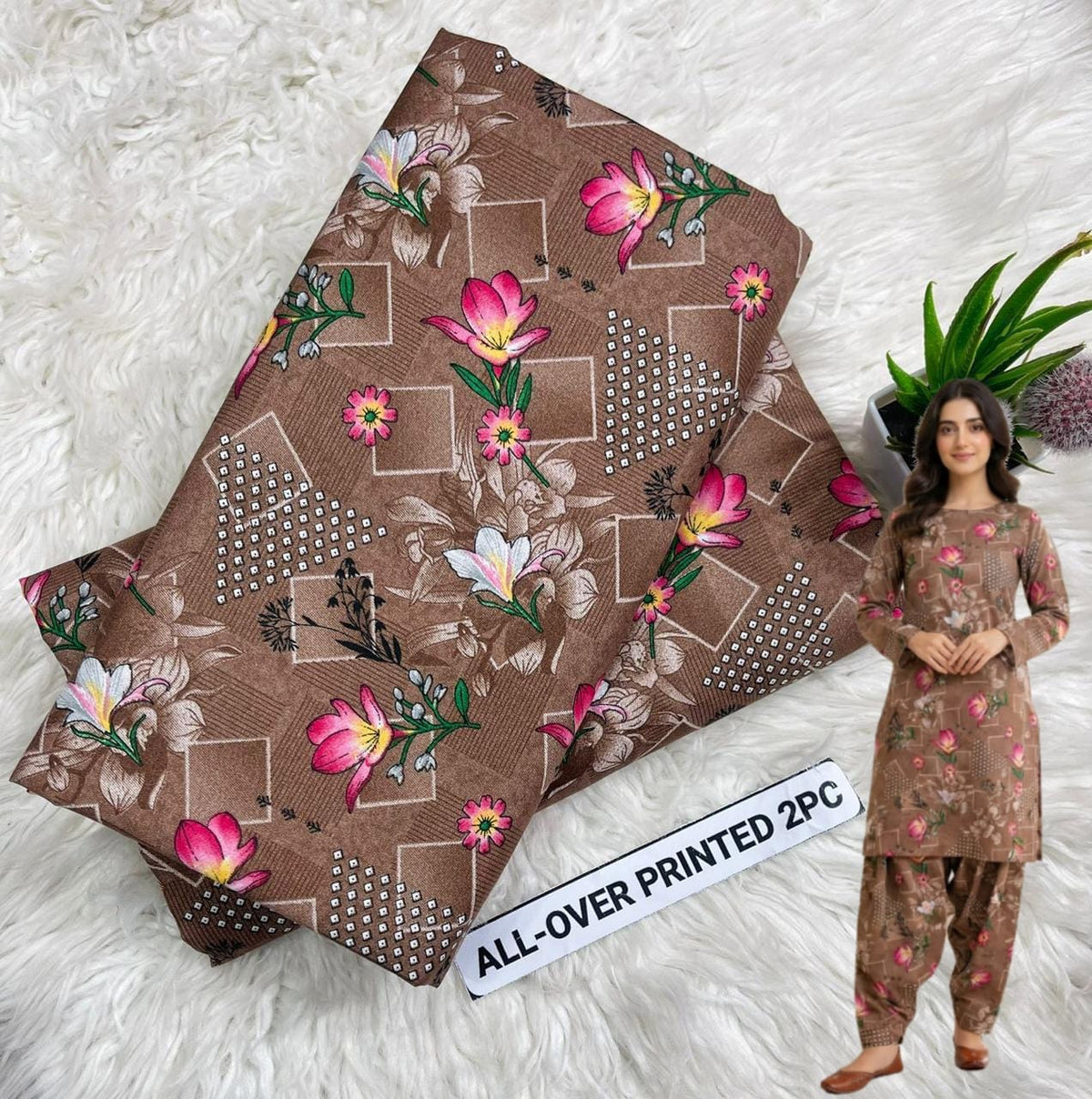 🌸 Floral Bloom Premium Digital Print 2PC Unstiched Suit| Summer Collection 2026 | Elegant Poly Cotton