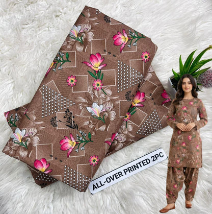 🌸 Floral Bloom Premium Digital Print 2PC Unstiched Suit| Summer Collection 2026 | Elegant Poly Cotton