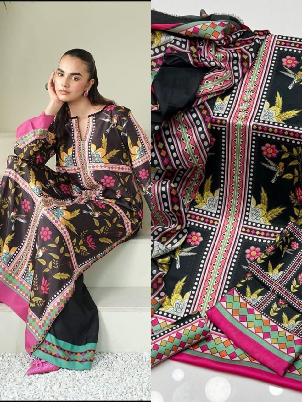 🌸 LULUSAR Premium Shamooz Silk 3PC Unstiched Suit| Digital Printed Luxury Collection 2026 🌸